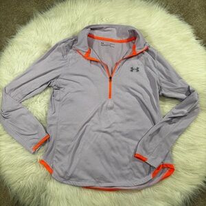 Under Armour Run Quarter Zip Pullover In Lilac and Florescent Orange size Large